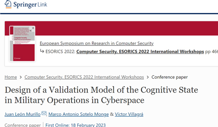 Design of a validation model of the cognitive state in military operations in cyberspace